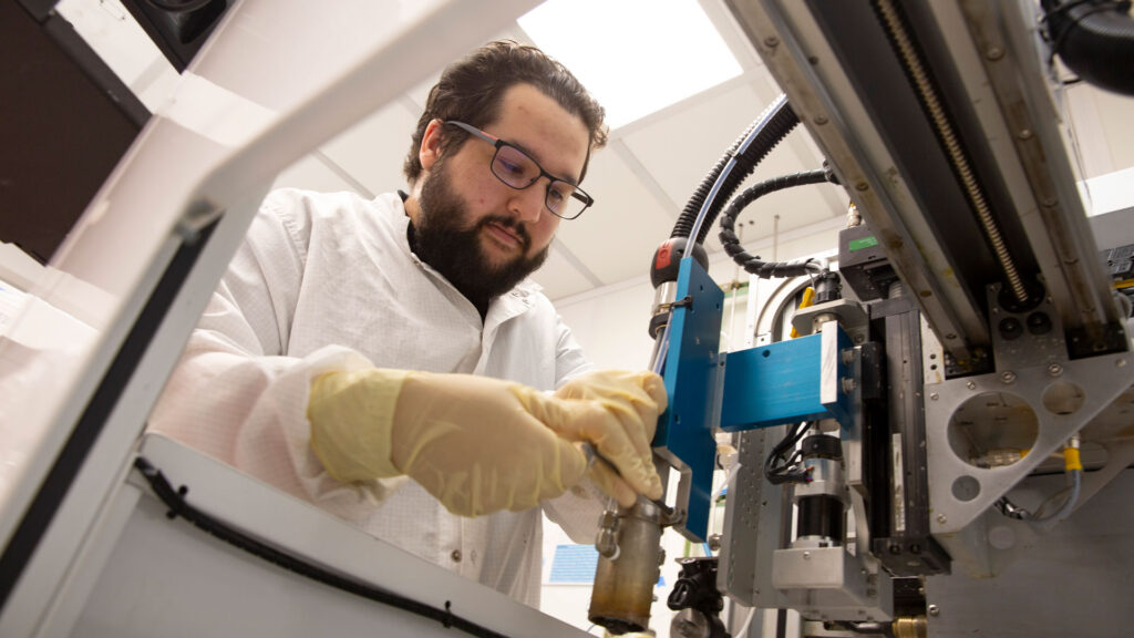 FURI student Jacob Burrows works in a lab.